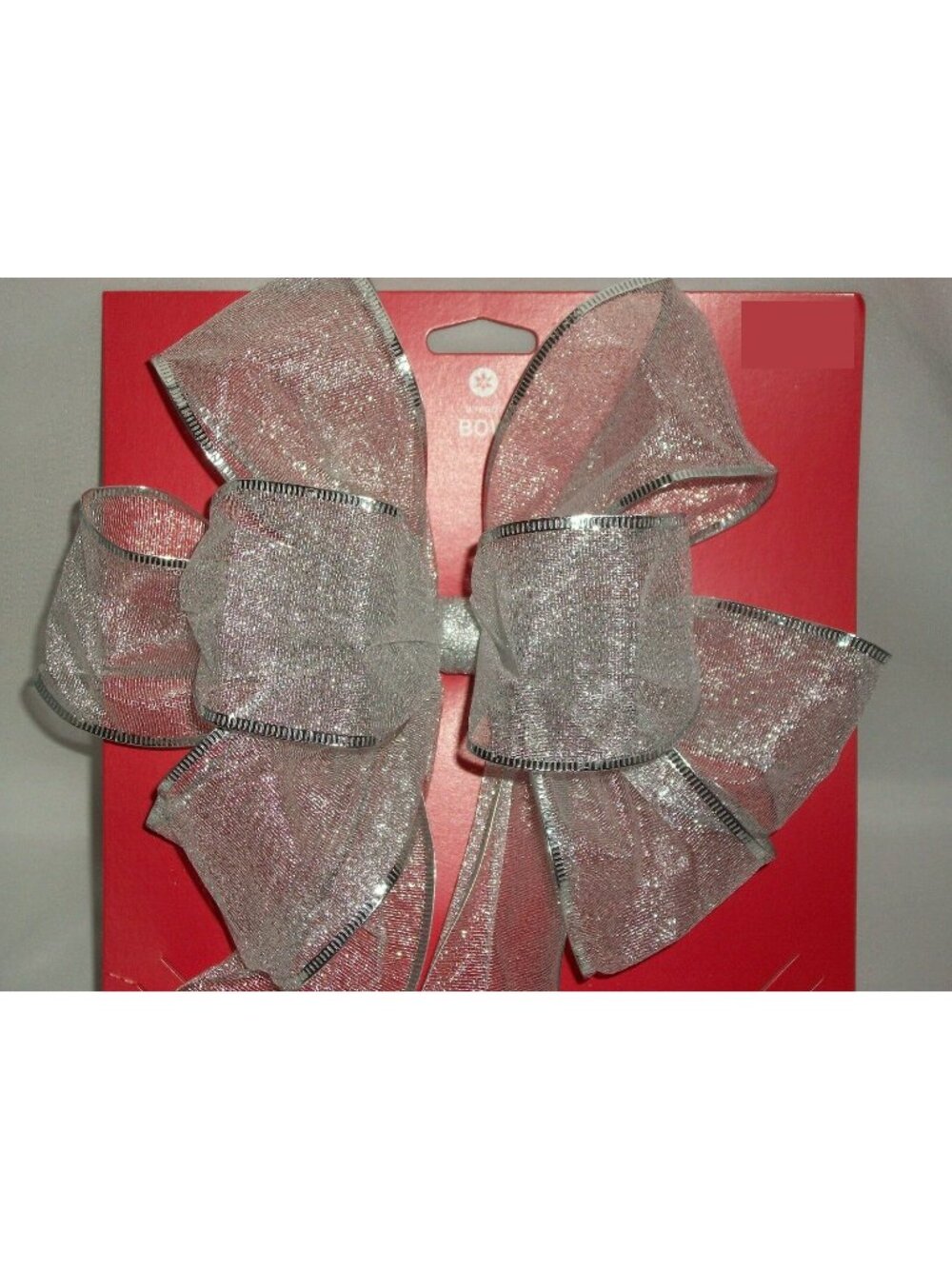 Silver Large Wired Edge Christmas Gift Wreath Bow Package Wedding Fancy Pew